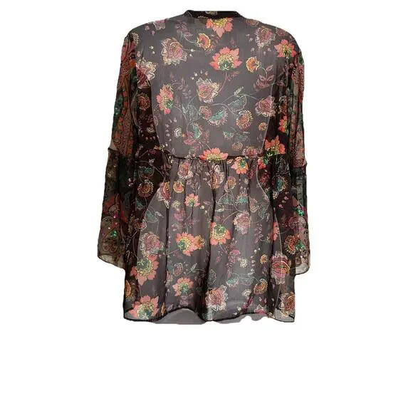 Soft Surroundings Embroidered Beaded Icon Asteria Tunic Sheer Boho Chic Flow SP - Picture 3 of 14